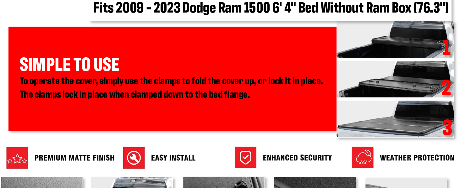 Tutel Hard Shell Folding Truck Bed Tonneau Cover 1112