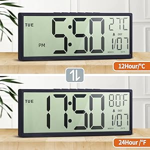 15" Large Digital Wall Clock Battery Ope... 14 digital calendar clocks