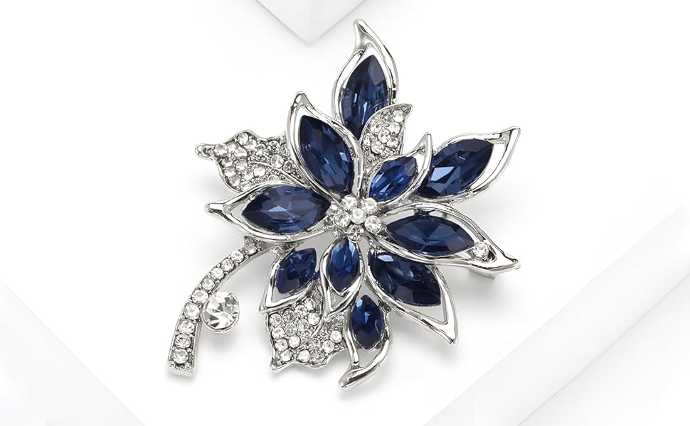 Amazon.com: Blue Crystal Brooch Pins Fancy Vintage Style