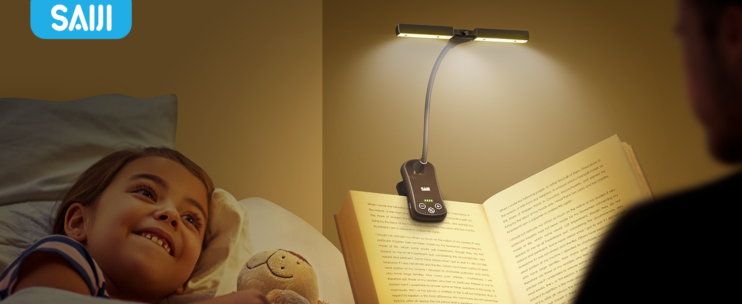 SAIJI 14 LED Rechargeable Book Light for Reading in Bed, 180