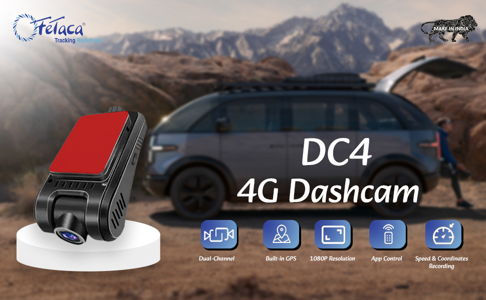 FeTaca® DC4 Car Dash Camera with Inbuilt GPS Tracker and Multiple Types of Alarms 1080p Video