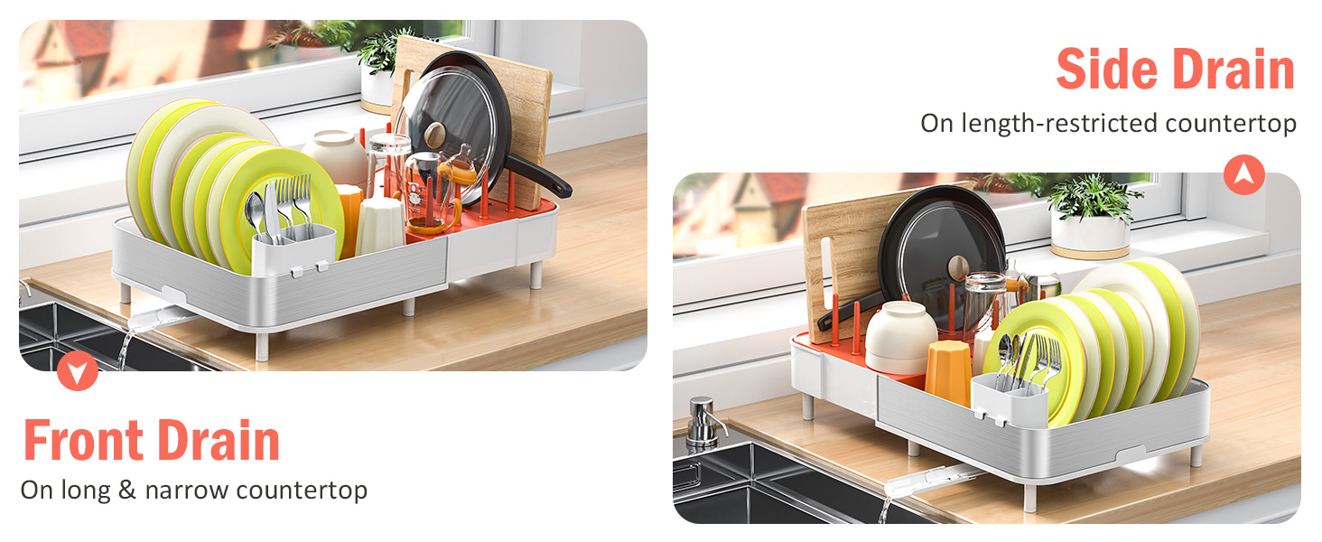 KINGRACK Dish Rack, Extendable Dish Drainer, Modern Dish Drying Rack 2