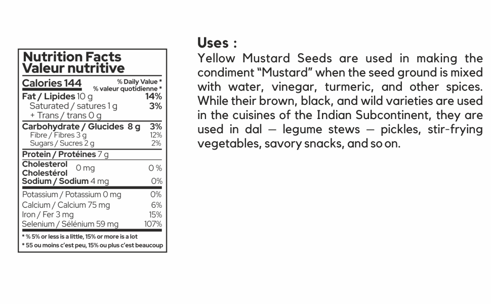 Organic Zing Organic Yellow Mustard Seeds Whole Yellow Mustard Seed