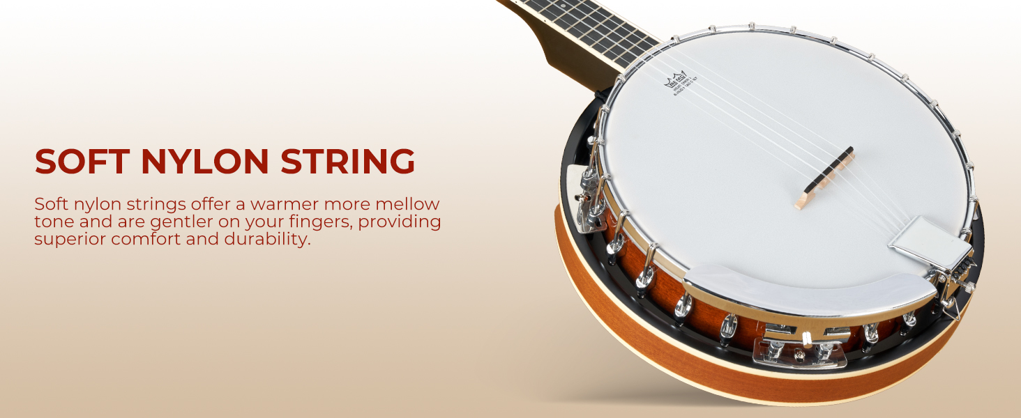 Vangoa 5 String Banjo Kit, 38" FullSize Nylon Banjo