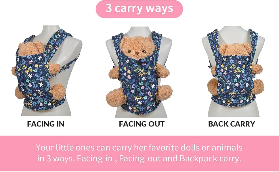 Baby Doll Carrier for Baby Girl Premiums Soft Cotton Straps and Skin-Friendly Webbing Stuffed Animal