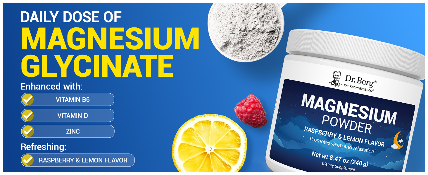 Dr. Berg Magnesium Powder Drink Premium A+ Content Mood Boost Stress Support Muscle Health