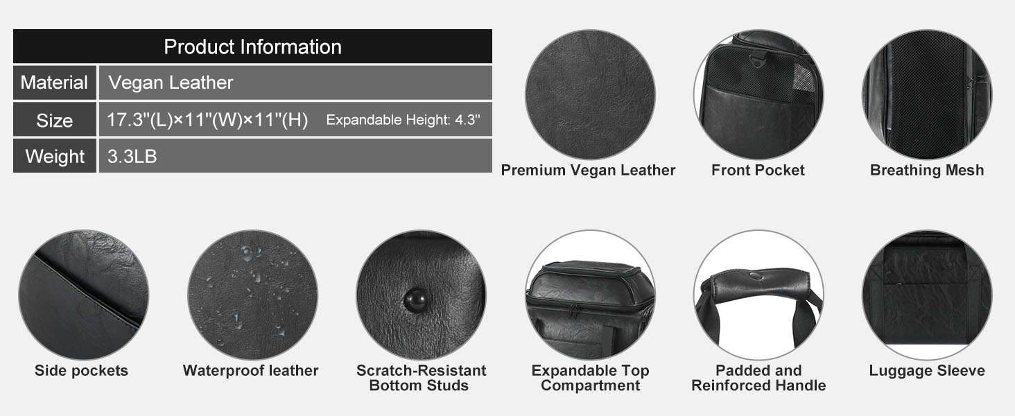 Premium Leather Top Expandable Pet Carrier