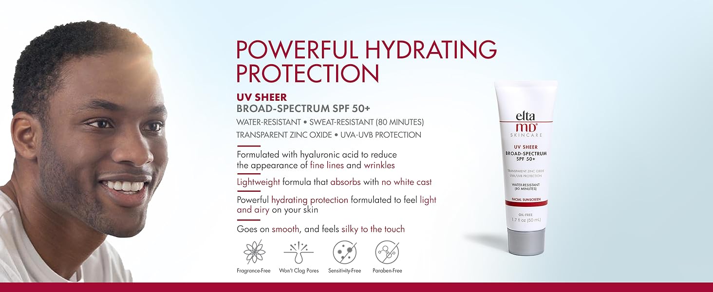EltaMD UV Sheer Facial Sunscreen Broad-Spectrum SPF 50, Water-Resistant, All Skin Types