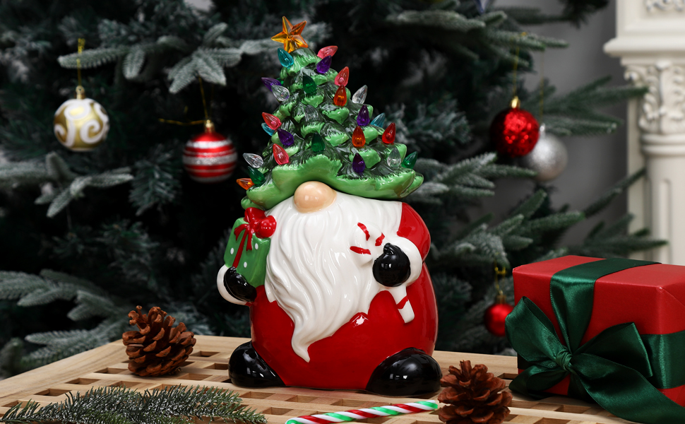 Table Top Christmas Decorations, 13" Ceramic Santa Figurine