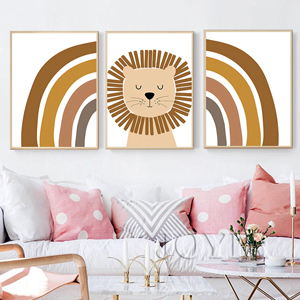 Bilder Babyzimmer Deko | Kinderzimmer Poster Tiere Beige | Poster A4 ohne Bilderrahmen