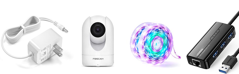 the charger also fit for Foscam Wireless IP camera,LED light strip,CCTV Security Camera and so on.