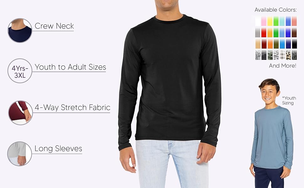 Boy's and Men's Oh So Soft Long Sleeve Crew Neck Top infograph