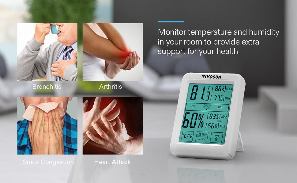 VIVOSUN Digital Thermometer Grow Tent Hygrometer, Indoor