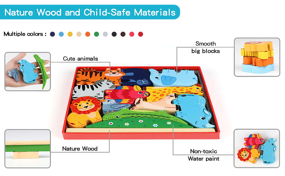 Canuan Wooden Stacking Toys Montessori Learning Education