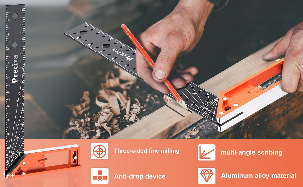 12” /30cm Precise Carpenter Square Layout Tool Scribing Needle