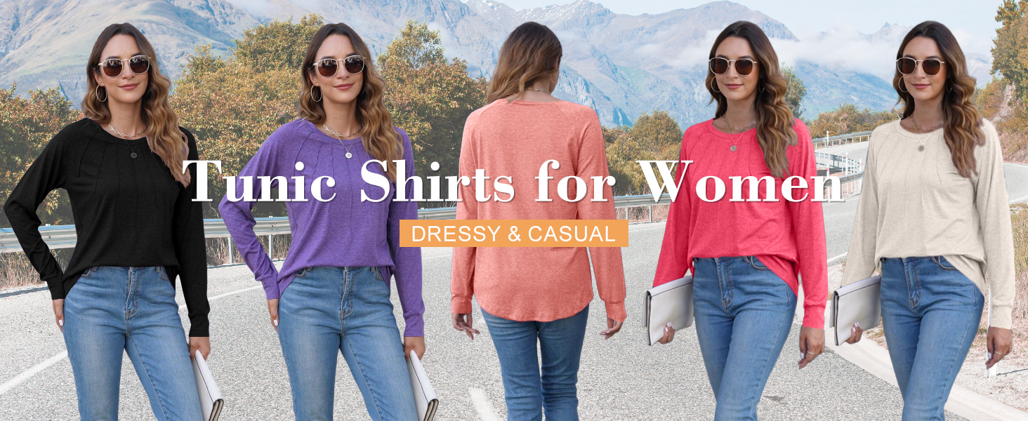 onlypuff Womens Long Sleeve Shirt Fall Fashion Top cute tunic tops for leggings blouse dressy shirt