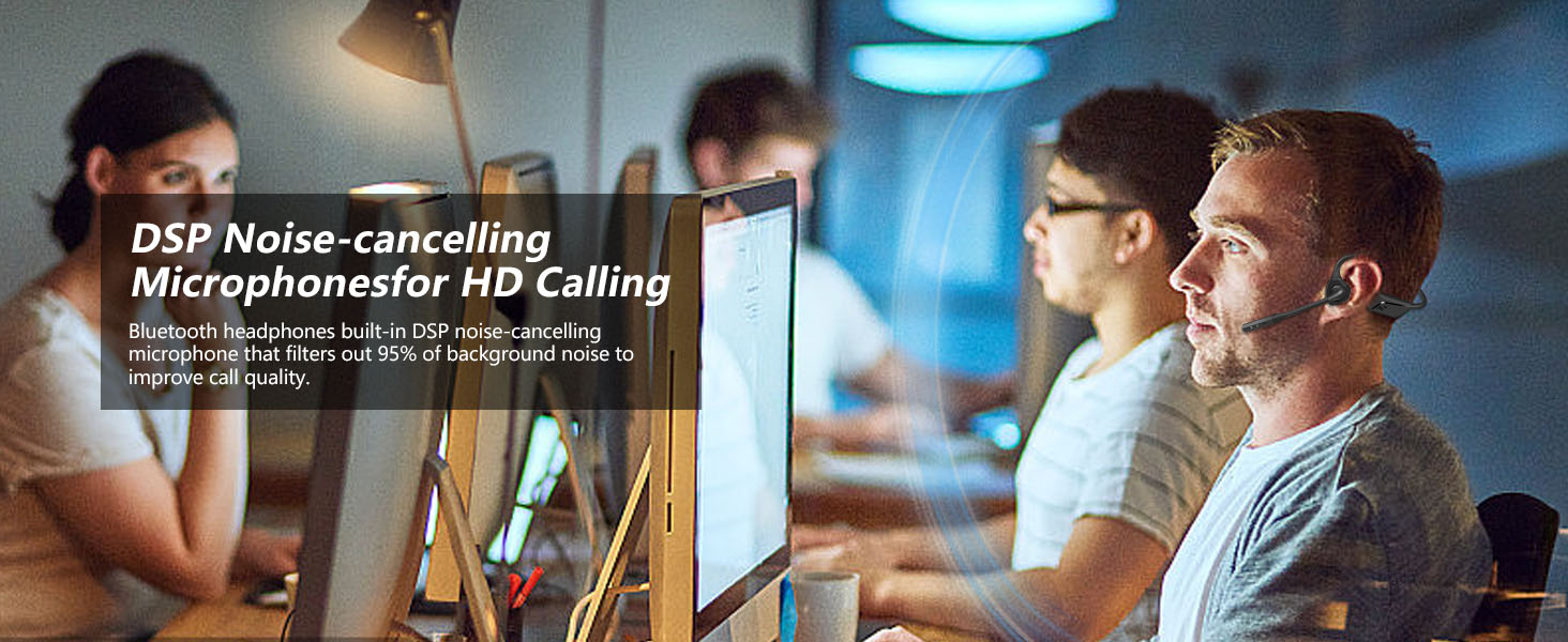 BANIGIPA Bluetooth Headset with Microphone, Open Ear Headphones with Noise Cancelling for Calling