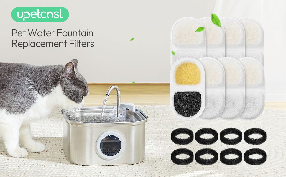Cat Water Fountain Filters 8 Packs for Stainless Steel