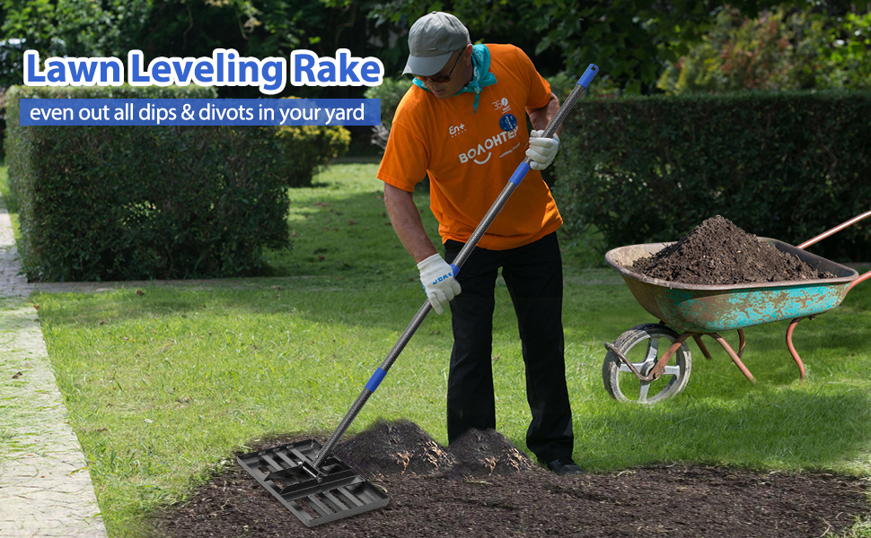 Lawn Leveling Rake, 43 x 25 cm Levelawn Tool with Effort Saving Curved