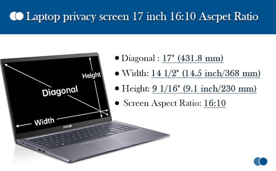 IPROKKO 17 Inch Laptop Privacy Screen for Hp Dell Acer Lenovo ThinkPad