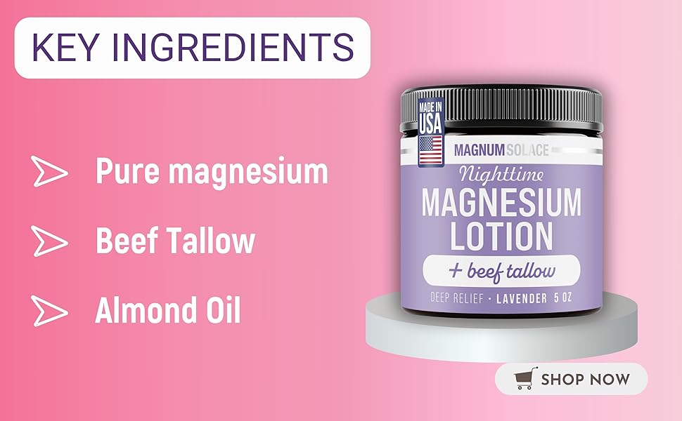 Magnesium lotion with beef tallow, nighttime cream,lavender scented