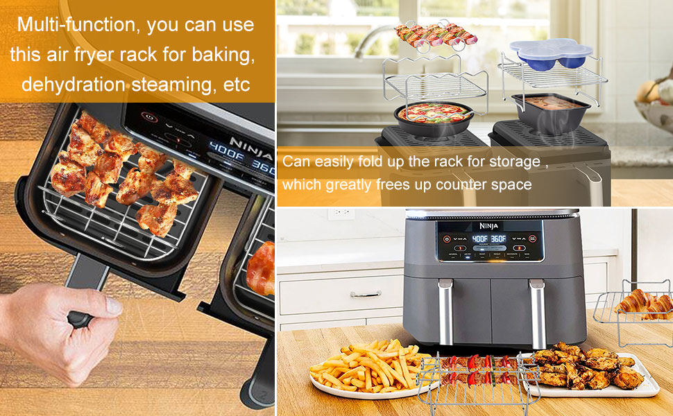 Air Fryer Rack for Ninja Dual Air Fryer MultiLayer Double Basket Air