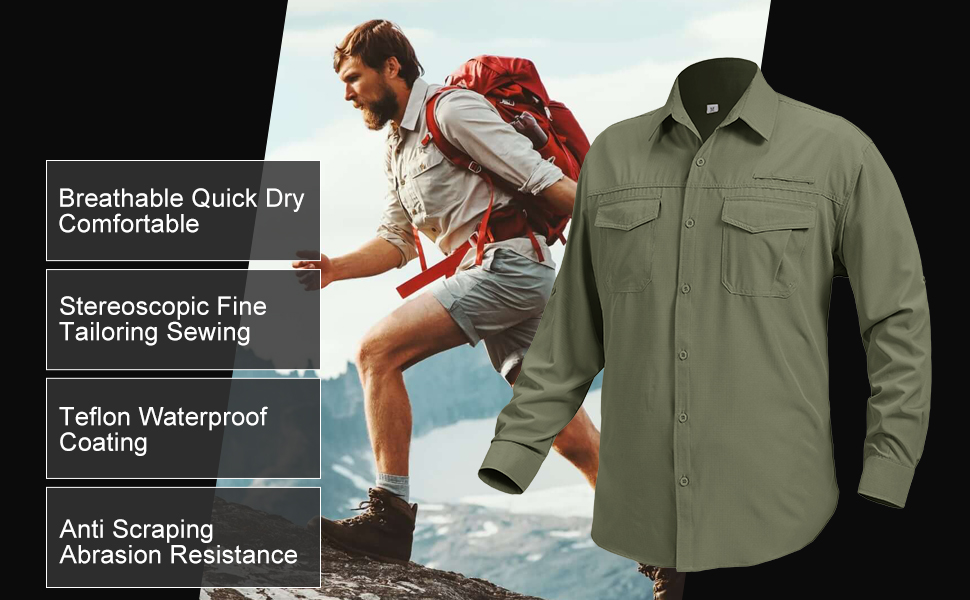 Hiking shirt for men ultra light and dry fit comfortable safari shirts for men nylon shirts for men