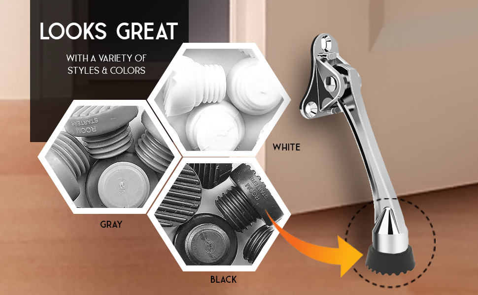 Kick Down Door Stop Ultra Grip Rubber Replacement Tip 10