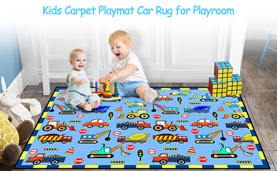 Car Rug for Boys Bedroom Cartoon Airplane Area Rug Car