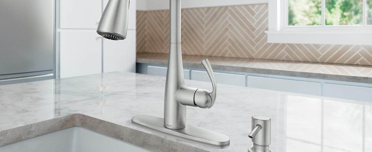 moen essie spot resist stainless pull down kitchen faucet