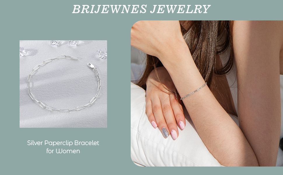 silver bracelets for women paperclip chain bracelet