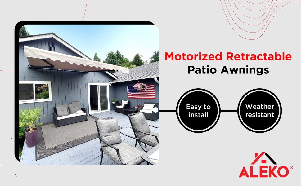 ALEKO Motorized Patio Awning Remote Controlled Automatic