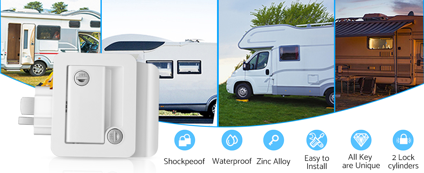 eSynic RV Door Lock Replacement RV Locks with Keys Zinc