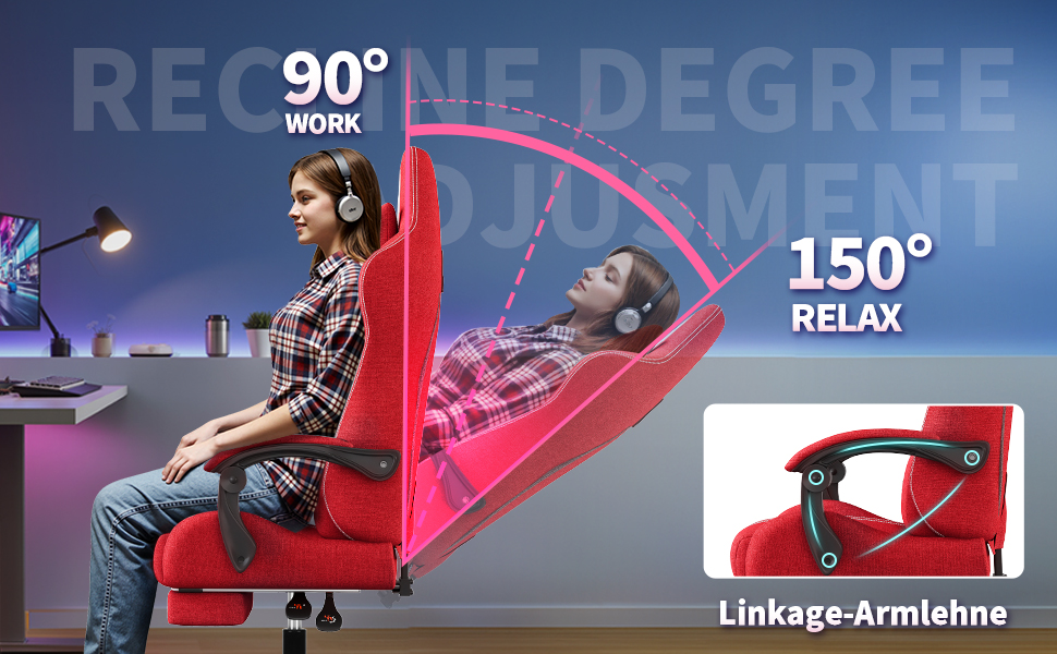 P54 Fabric Gaming Chair with Footrest