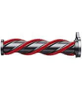 Griff für Sport- oder Fitnessgeräte mit schwarz-rotem Spiralgriffmuster, in Nahaufnahme dargestellt.