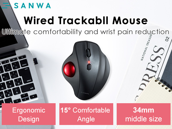 Amazon.com: SANWA Wired Ergonomic Trackball Mouse, Optical