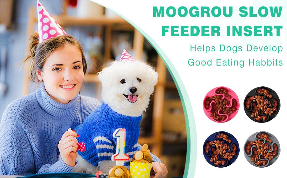 MOOGROU Slow Feeder Dog Bowls Insert for Cats Dogs