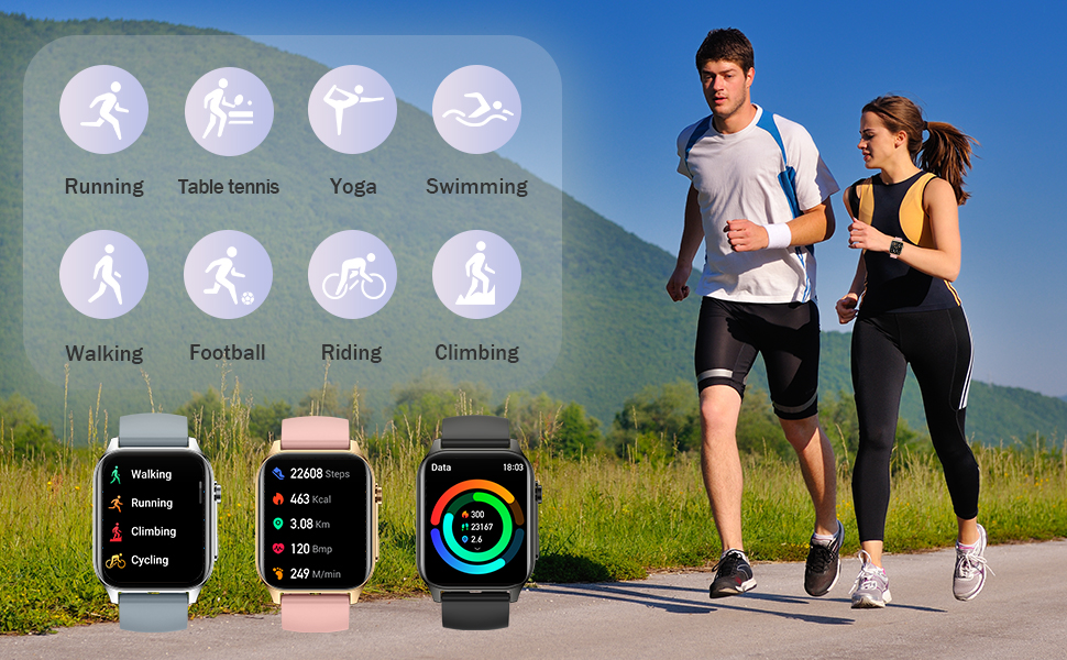 fitness Tracker Step Stopwatch Activity Tracker Heart Rate Monitor Pedometer Watch Women Men