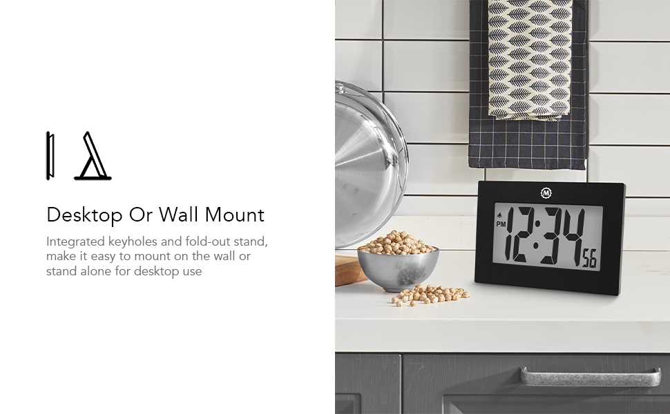 Marathon Large Digital Wall Clock Large Digit Display with Alarm