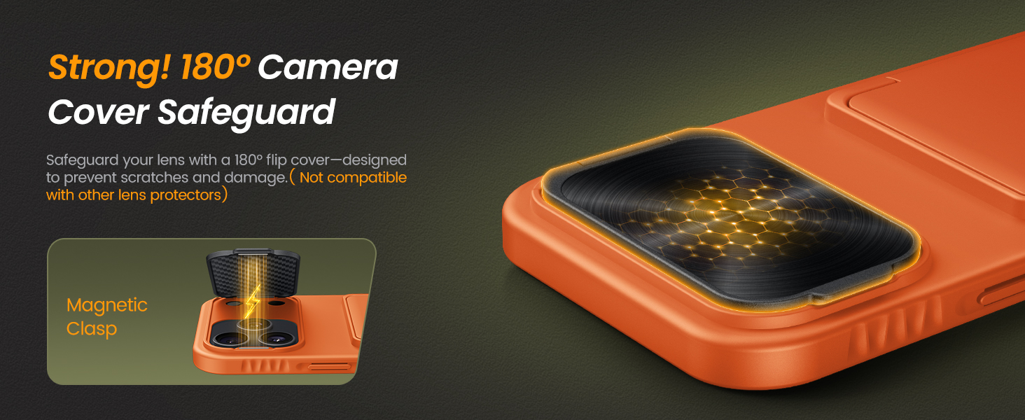 for iPhone 17 Pro Max Case with Credit Card Holder, Built-in Camera Cover & Stand, Silicone Bumper Raised Edge Full Body Protective Phone Cover Case for iPhone 17 Pro Max 6.9" 2025, Orange 4 i phone17 pro max case