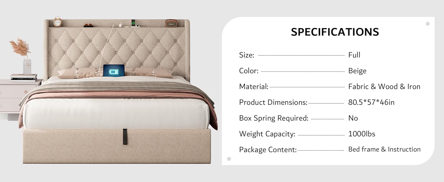 full platform bed frame with headboard