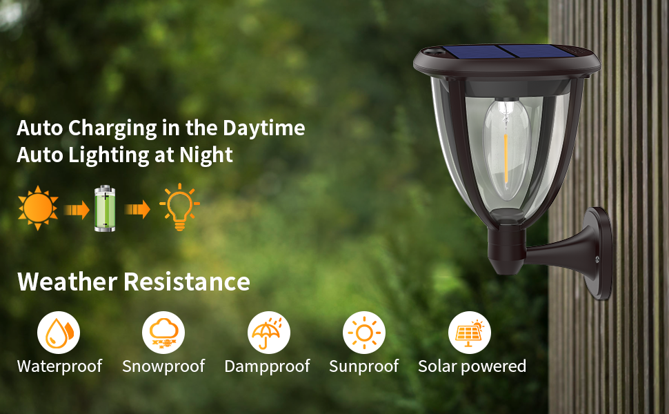 TYCOLIT 2 in 1 Solar Post Light Photocell Sensor Wall Lights Outdoor