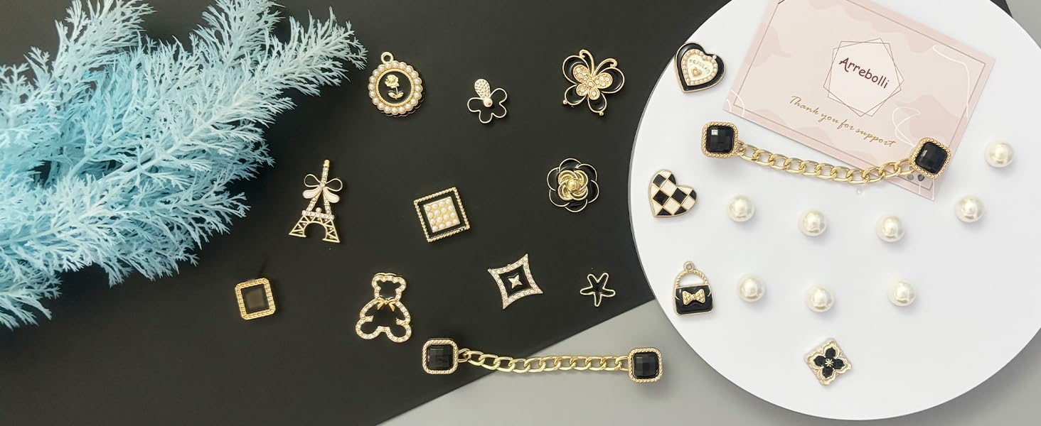 black bling shoe charms