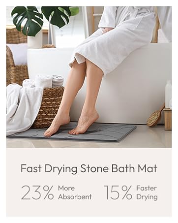 Fast drying stone bath mat - 23% more absorbing, 15% faster drying