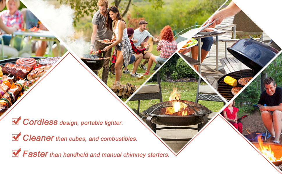 Cordless Electric Charcoal Fire Starter, Electric Charcoal Lighter for BBQ Grill