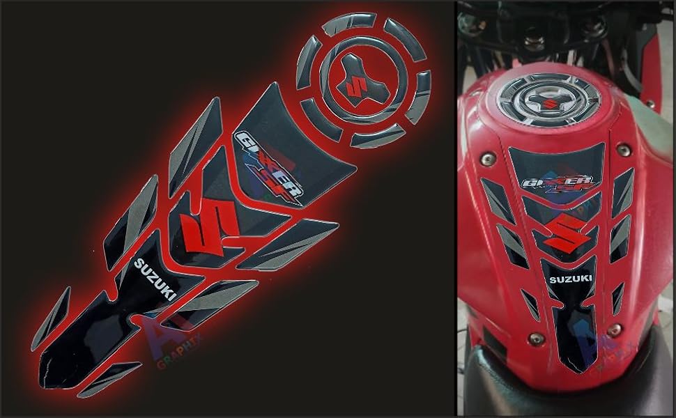 A1GRAPHIX 3D Emboss Tank Pad & Fuel Cap Suzuki Gixxer Bike sticker (H
