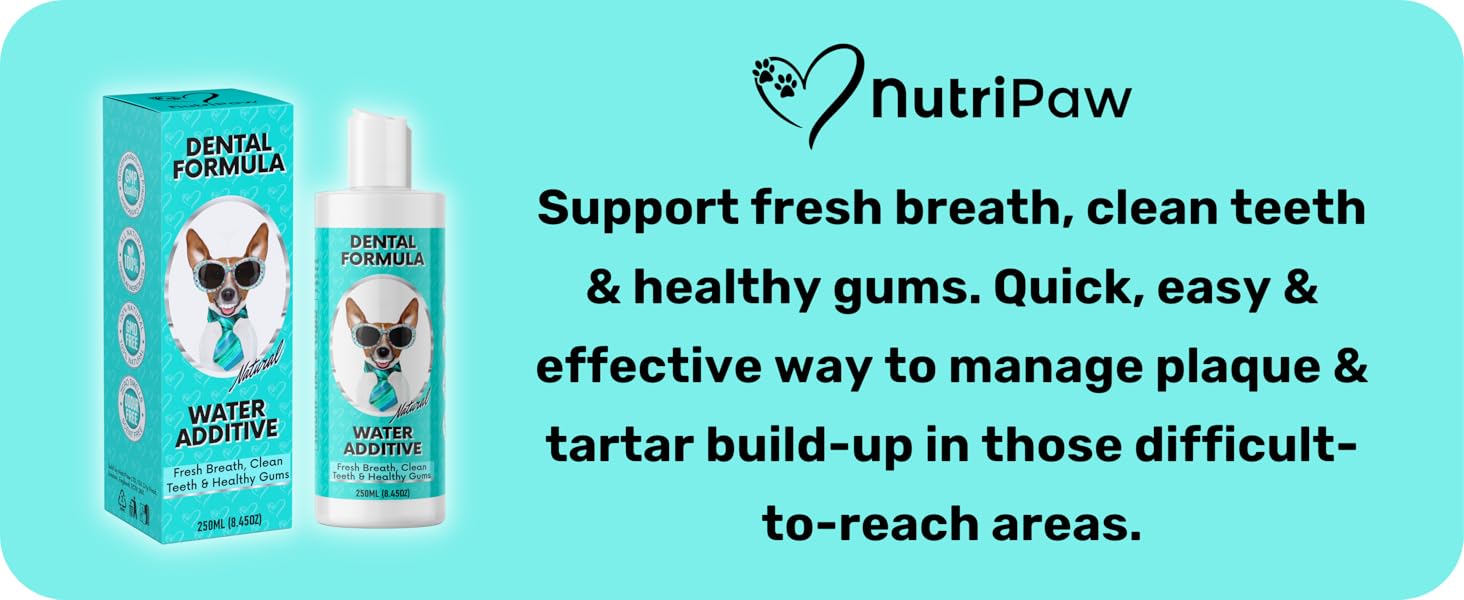 NutriPaw Dental Formula Water Additive For Dogs Clean Teeth, Healthy
