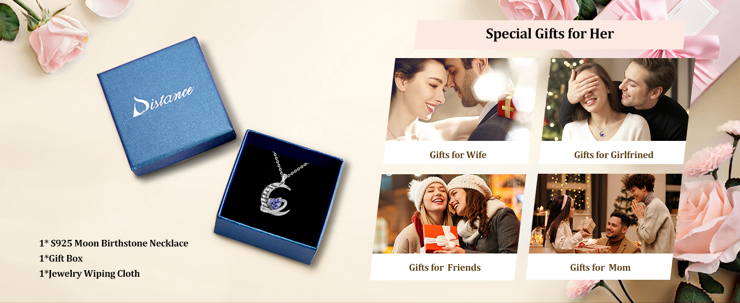 distance moon heart june pendant necklace