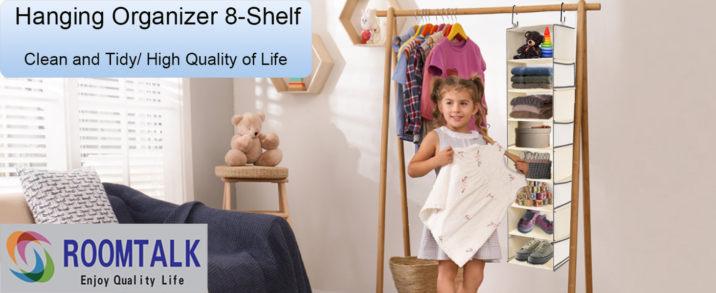 hanging shoe organizer 8-shelf beige