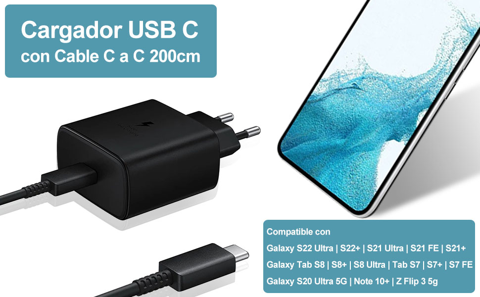carregador rápido 45W carregador S22 S21 original cabo carregador tablet S8 S7